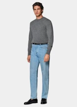 Light Blue 5 Pocket Charles Jeans -Cheap US Nice Clothes Store B1411 103