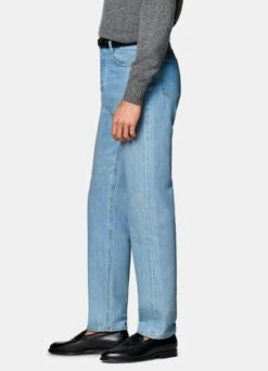 Light Blue 5 Pocket Charles Jeans -Cheap US Nice Clothes Store B1411 104