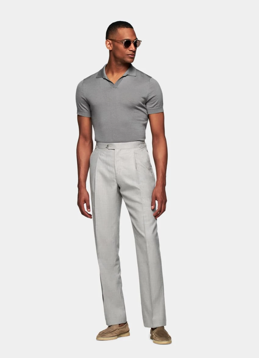Light Grey Pleated Duca Pants 4 Light Grey Pleated Duca Pants - Image 4