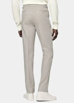 Light Brown Houndstooth Soho Pants -Cheap US Nice Clothes Store B1867 105