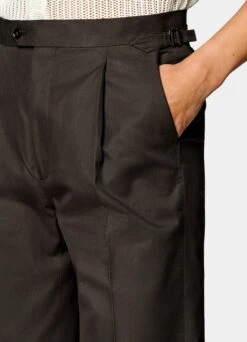 Dark Brown Pleated Duca Pants