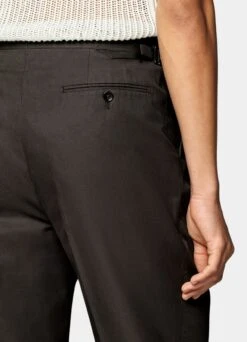 Dark Brown Pleated Duca Pants -Cheap US Nice Clothes Store B1903 104