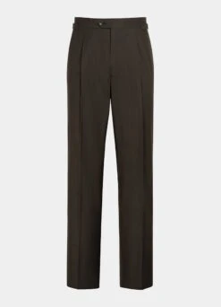 Dark Brown Pleated Duca Pants -Cheap US Nice Clothes Store B1903 28
