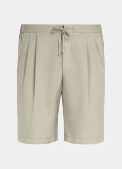 Sand Pleated Aveiro Shorts -Cheap US Nice Clothes Store B1919 28