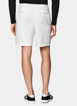 White Herringbone Blake Cargo Shorts -Cheap US Nice Clothes Store B1930 105