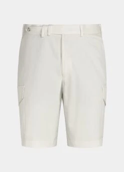 White Herringbone Blake Cargo Shorts -Cheap US Nice Clothes Store B1930 28