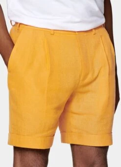 Yellow Pleated Bosa Shorts