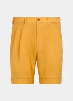 Yellow Pleated Bosa Shorts -Cheap US Nice Clothes Store B2002 28