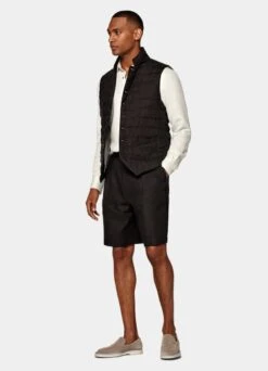 Dark Brown Pleated Mira Shorts -Cheap US Nice Clothes Store B2915 123