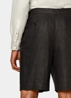 Dark Brown Pleated Mira Shorts -Cheap US Nice Clothes Store B2915 124