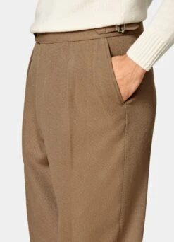 Mid Brown Pleated Mira Pants