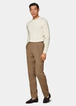 Mid Brown Pleated Mira Pants -Cheap US Nice Clothes Store B3008 103