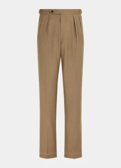 Mid Brown Pleated Mira Pants -Cheap US Nice Clothes Store B3008 28