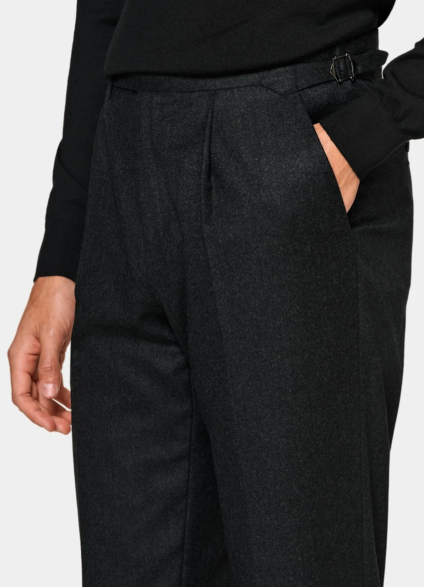 Dark Grey Pleated Vigo Pants 1 Dark Grey Pleated Vigo Pants
