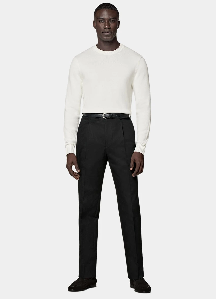Black Herringbone Firenze Pants 3 Black Herringbone Firenze Pants - Image 3
