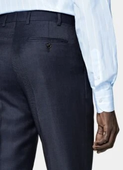 Navy Bird's Eye Brescia Suit Pants -Cheap US Nice Clothes Store B6485 104