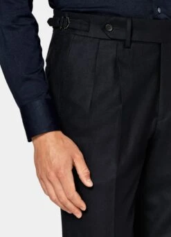 Navy Pleated Braddon Pants