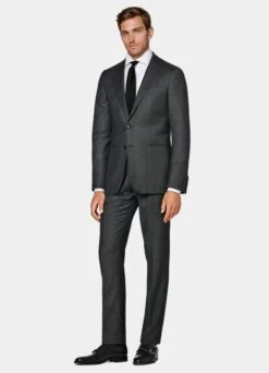 Dark Grey Bird's Eye Brescia Suit Pants -Cheap US Nice Clothes Store B8444 103