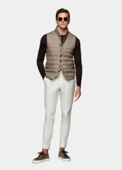 Light Brown Down Vest -Cheap US Nice Clothes Store BW181 104