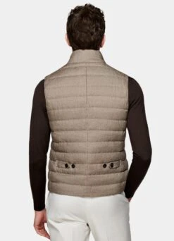 Light Brown Down Vest -Cheap US Nice Clothes Store BW181 105