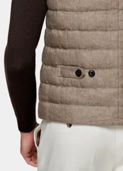 Light Brown Down Vest -Cheap US Nice Clothes Store BW181 106