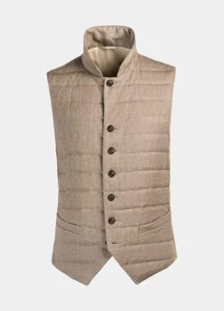 Light Brown Down Vest -Cheap US Nice Clothes Store BW181 26