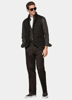 Dark Brown Down Vest -Cheap US Nice Clothes Store BW202 124