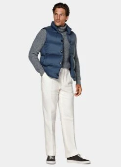 Mid Blue Down Vest -Cheap US Nice Clothes Store BW204 104