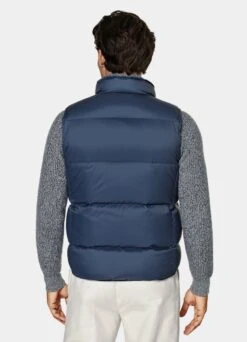Mid Blue Down Vest -Cheap US Nice Clothes Store BW204 105