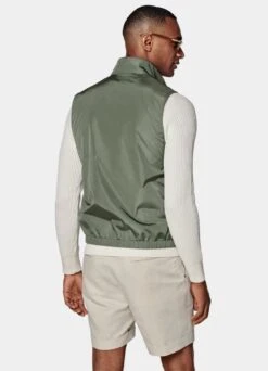 Mid Green & Sand Reversible Vest -Cheap US Nice Clothes Store BW302 125