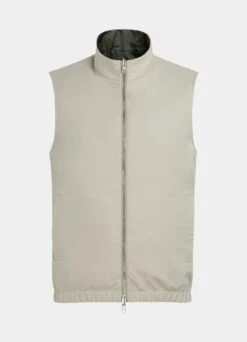 Mid Green & Sand Reversible Vest -Cheap US Nice Clothes Store BW302 27