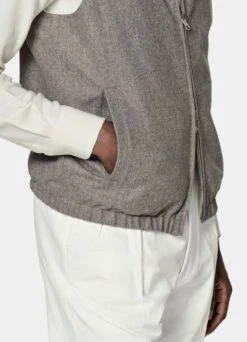 Taupe & Off-White Reversible Vest -Cheap US Nice Clothes Store BW303 103