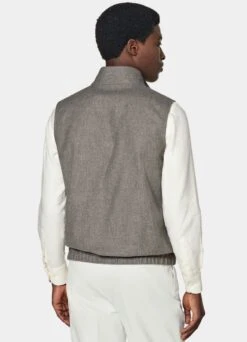 Taupe & Off-White Reversible Vest -Cheap US Nice Clothes Store BW303 105