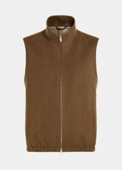 Mid Brown Zip Vest -Cheap US Nice Clothes Store BW304 25