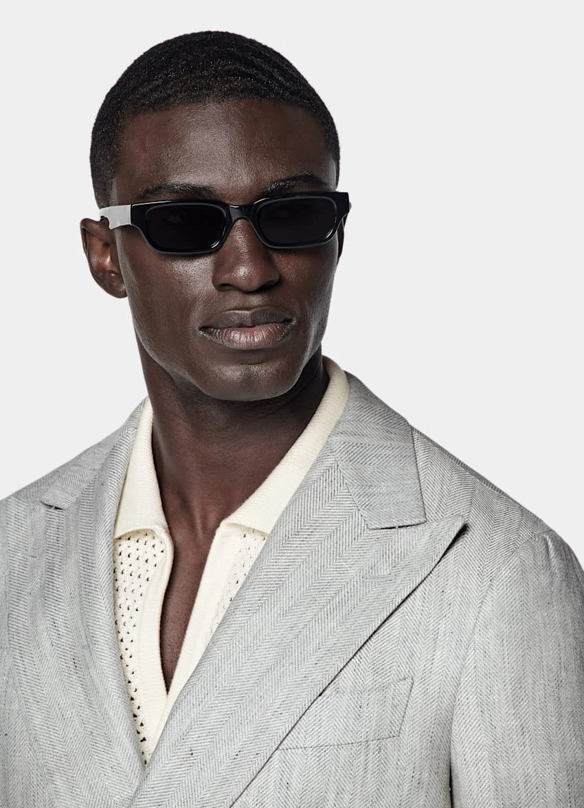 Light Grey Herringbone Havana Blazer 1 Light Grey Herringbone Havana Blazer