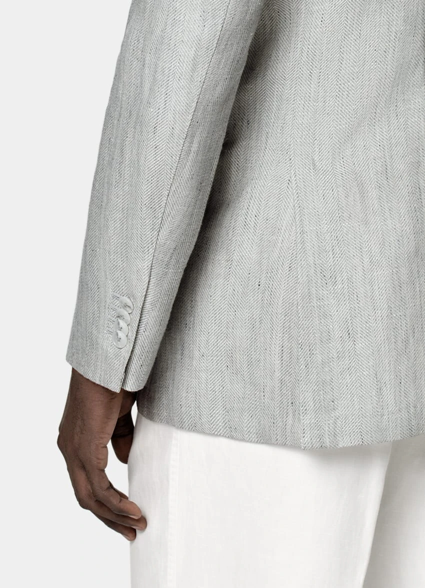 Light Grey Herringbone Havana Blazer 4 Light Grey Herringbone Havana Blazer - Image 4