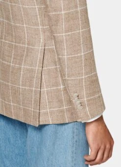 Mid Brown Checked Havana Blazer -Cheap US Nice Clothes Store C230219 103