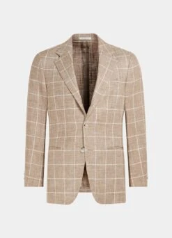 Mid Brown Checked Havana Blazer -Cheap US Nice Clothes Store C230219 25