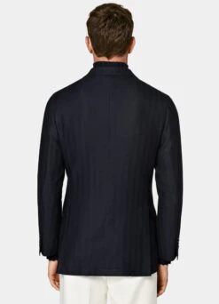 Navy Herringbone Havana Blazer -Cheap US Nice Clothes Store C23026 105