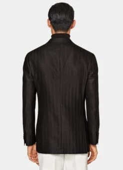 Dark Brown Herringbone Havana Blazer -Cheap US Nice Clothes Store C23029 105
