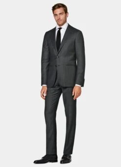 Dark Grey Bird's Eye Havana Suit -Cheap US Nice Clothes Store C8444 S 104