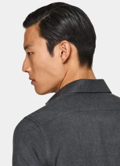 Dark Grey Slim Fit Shirt -Cheap US Nice Clothes Store H6402 106