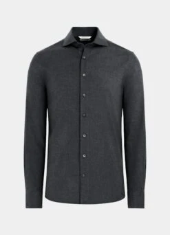 Dark Grey Slim Fit Shirt -Cheap US Nice Clothes Store H6402 25