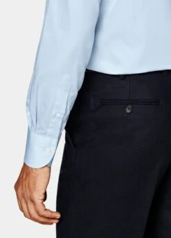 Light Blue Poplin Slim Fit Shirt -Cheap US Nice Clothes Store H6494 103