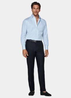 Light Blue Poplin Slim Fit Shirt -Cheap US Nice Clothes Store H6494 104