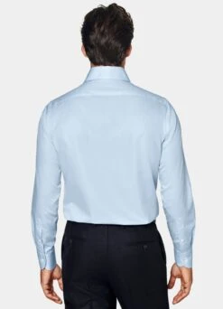 Light Blue Poplin Slim Fit Shirt -Cheap US Nice Clothes Store H6494 105