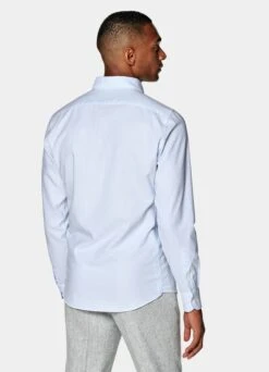 Light Blue Striped Slim Fit Shirt -Cheap US Nice Clothes Store H6517 105