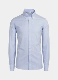 Light Blue Striped Slim Fit Shirt -Cheap US Nice Clothes Store H6517 25
