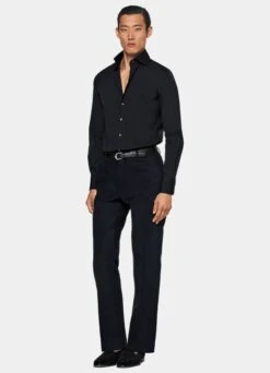 Navy Poplin Extra Slim Fit Shirt -Cheap US Nice Clothes Store H6595ESF 104