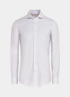 Purple Striped Poplin Extra Slim Fit Shirt -Cheap US Nice Clothes Store H6684ESF 25